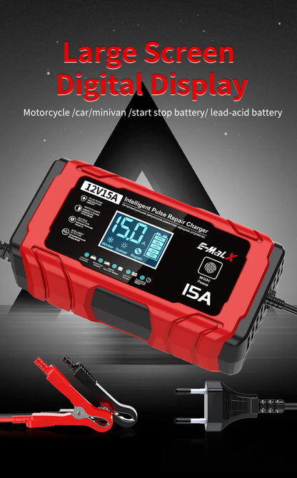 14.6V 15A Lifepo4 Battery Smart Pulse Repair Charger 12V 15A 24V 8A Electric Motorcycles Charger For Lead Acid AGM GEL Battery