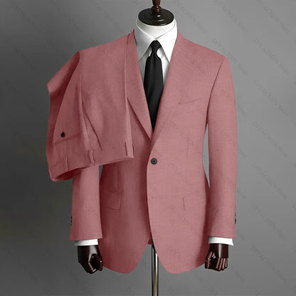 Fashion Gray Men Suits High-end Single Breasted Wedding Tuxedo Business Casual Office Male Suit Slim 2 Piece (Blazer+Pants)