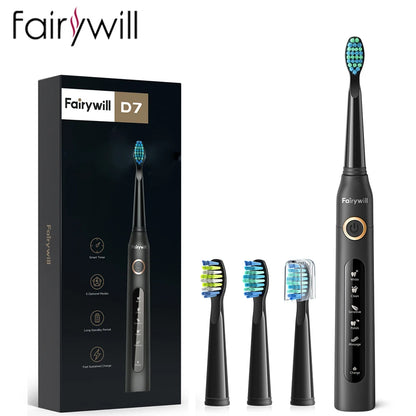 Fairywill Electric Sonic Toothbrush USB Charge FW-507 Rechargeable Waterproof Electronic Tooth Brushes Replacement Heads Adult