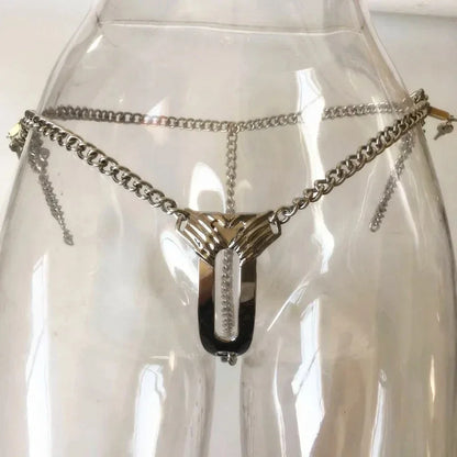 Stainless Steel Invisible Female Chastity Belt Sexy Briefs Leather Bondage Metal Chain Erotic Pants Adult Games BDSM Fetish Wear
