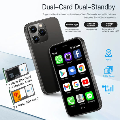 SERVO 15SE Mini Smartphone 3G WCDMA Android System WiFi Hotspot Play Store 3.0" Display Small Palm Smart Phones Dual SIM Standby