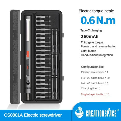 CreationSpace Cordless Electric Screwdriver Set 3 Torque Settings 29/42  in 1 Precision Screwdriver for Phones Watches Repair
