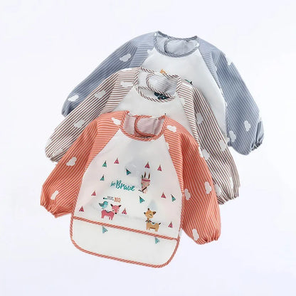 Baby Girls Apron Bibs Toddler Long Sleeve Scarf Waterproof Art Smock Feeding Bib Infant Boys Girls Kids Burp Cloth Bandana