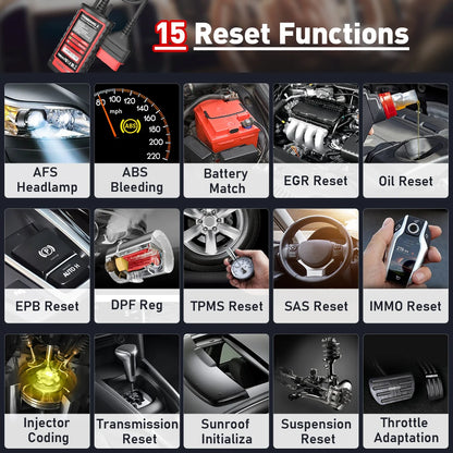 THINKCAR Thinkdiag 2 OBD2 scanner with CANFD support, all systems diagnostics tools with 15 reset functions, two-way scanning, ECU coding.