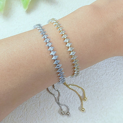 Luxury Dainty Tennis Bracelet for Women Silver Color Sparkling Cubic Zircon Stackable Chain Crystal Banquet Wedding Jewelry H085
