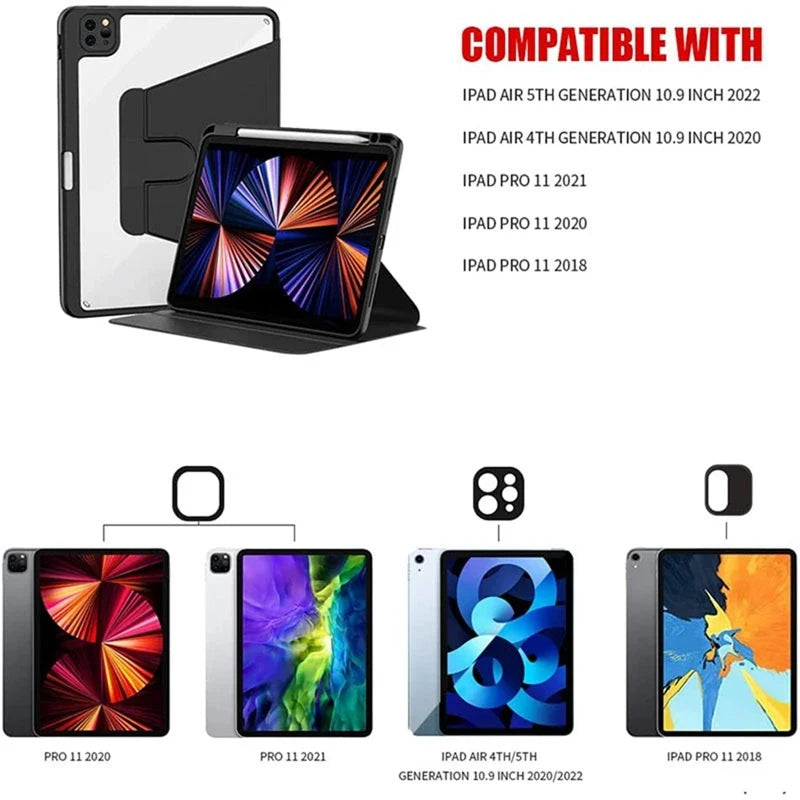 For iPad 10.2 7th 8th 9th Case iPad A16 11th10th Generation Rotation Cover for iPad Pro 12.9" 13" Air 11" 2025 2 3 4 5 9.7 Funda
