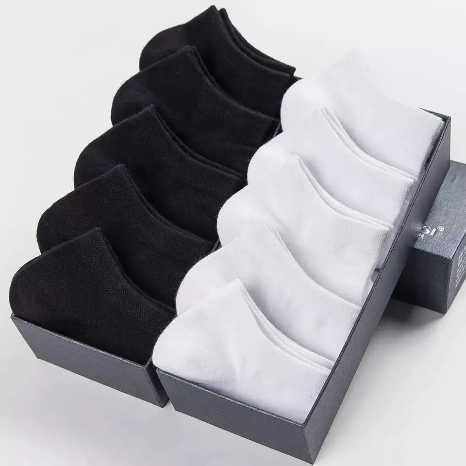 10pairs / Low Black And White Gray Cotton Socks Men's Socks Breathable Sports Socks Men's Short Socks Women's Socks EU37-44