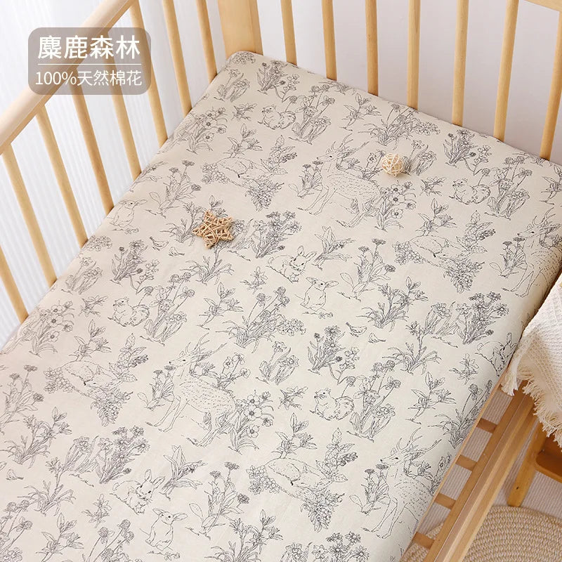 1pcs 130*70CM Breathable Cotton Fitted Crib Sheets for Baby Crib Mattress Cover Soft Bedding Set of Solid Color Infant Bed Sheet
