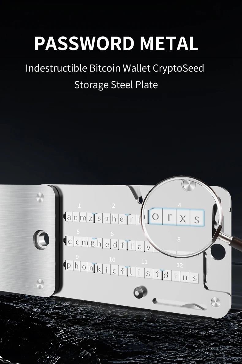 Mnemonic Seed Phrase Metal Backup – Stainless Steel Crypto Wallet Recovery Phrase Storage Kit, Cold Wallet Backup