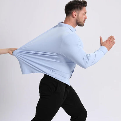 High Stretch Anti-Wrinkle Men's Shirts Long Sleeve Dress Shirts Men Fit Social Business Blouse Social Shirt Men Clothing S-4XL