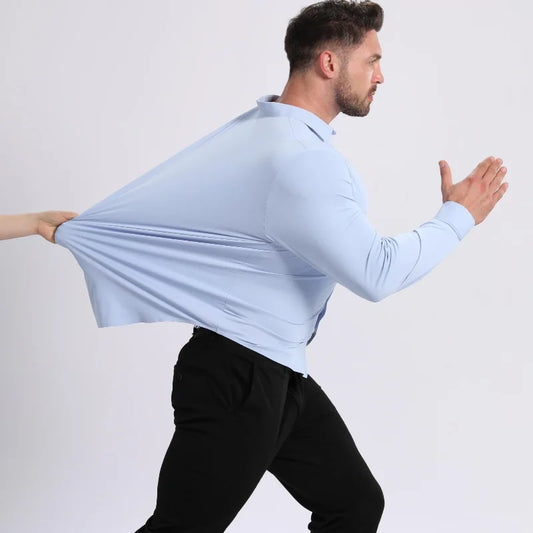 High Stretch Anti-Wrinkle Men's Shirts Long Sleeve Dress Shirts Men Fit Social Business Blouse Social Shirt Men Clothing S-4XL