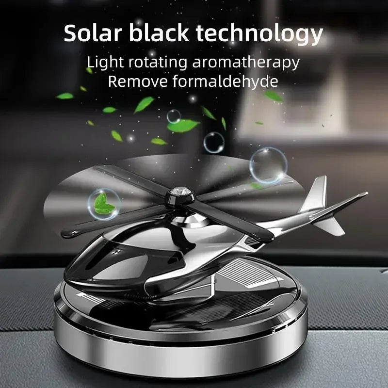 Helicopter Propeller Solar Air Freshener - Styling Car Interior Decor Aromatherapy Diffuser with Rotary Perfume, Solar Powered