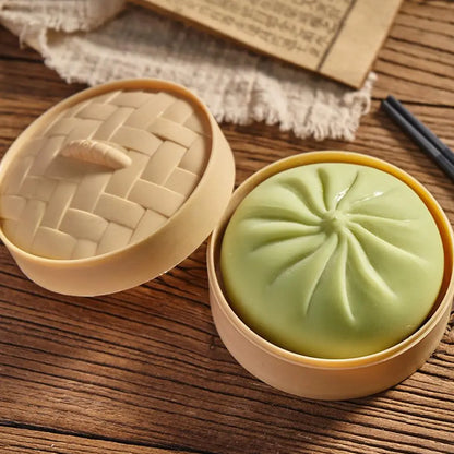 Colorful Dumpling Squishes Stress Balls Fidget Sensory Toys Simulation Food Squishies Bun With Steamer Dough Ball Gifts