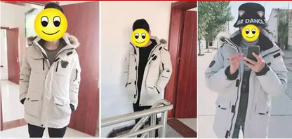 Winter Mens Down Jacket 90% White Duck Down Parkas Coat Mid-length Fur Collar  -30 Degree Keep Warm Male Thicken Snow Overcoats