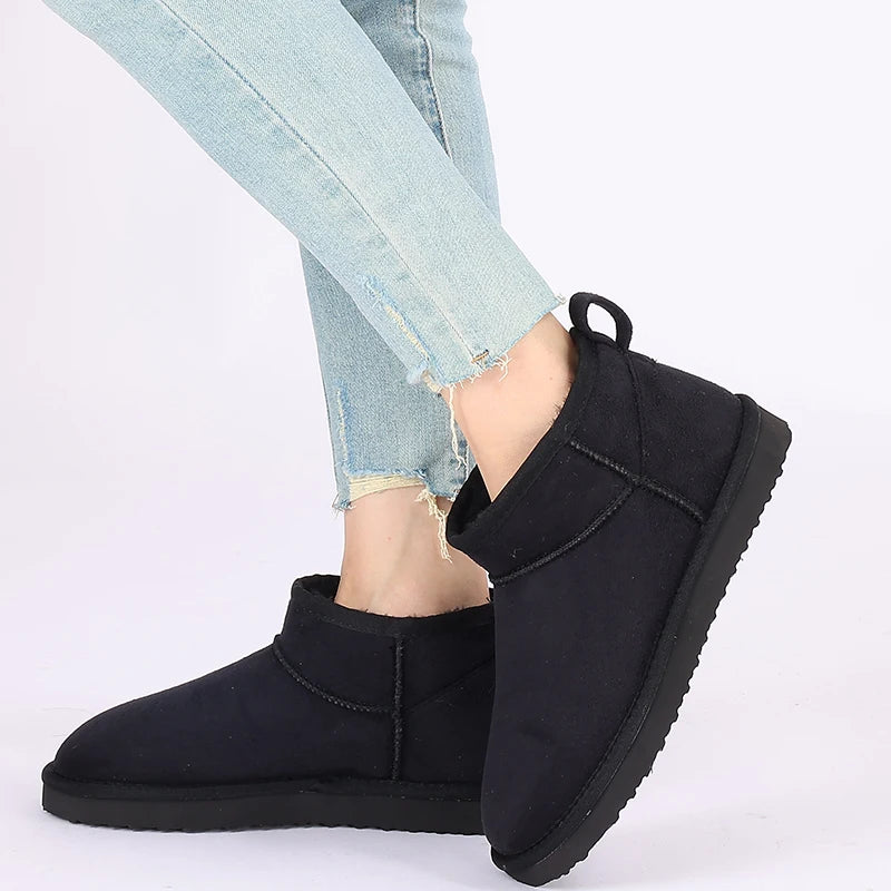 Smile PoP New Winter Cotton Women Boots Warm Suede Women Shoes Casual Plush Mini Cotton Snow Boots Nonslip Furry Ankle Shoes