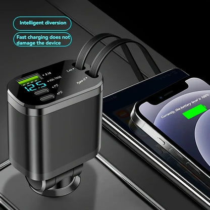 One-to-five vehicle mobile phone charger, supporting super-fast charging, with ambient light and starry sky light