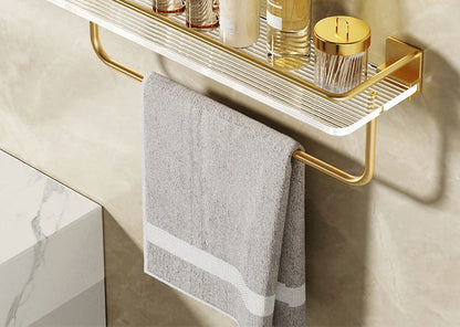 Punch-free Luxury Bathroom Shelf Shelves Wall Mounted Shampoo Cosmetic Storage Rack For Kitchen Holder Square Acrylic Organizer