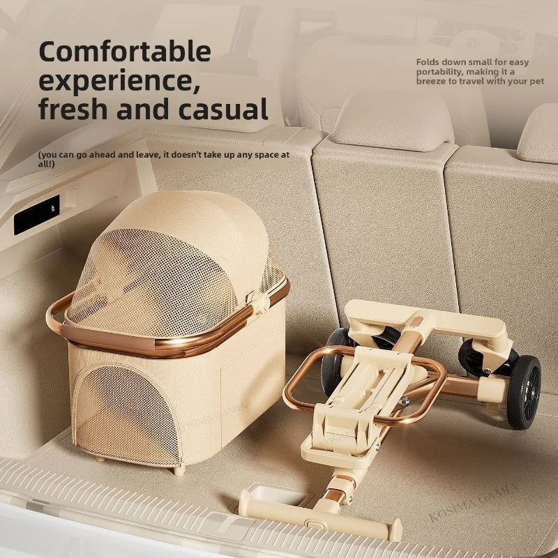 New Separable Pet Stroller Portable One Click Recycling Cat Carrier Universal Lightweight Small Dog Travel Pushchair Foldable