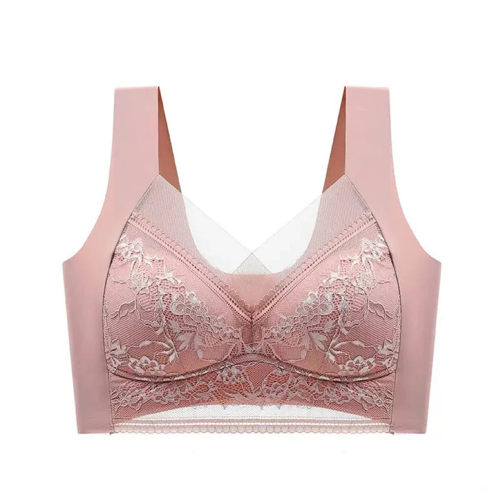 1pcs Women Lace Plus Size Bra Basic Anti Sagging Thin Vest With Padded Female Brassier Lady Ice Silk Seamless Comfort Breath Bra