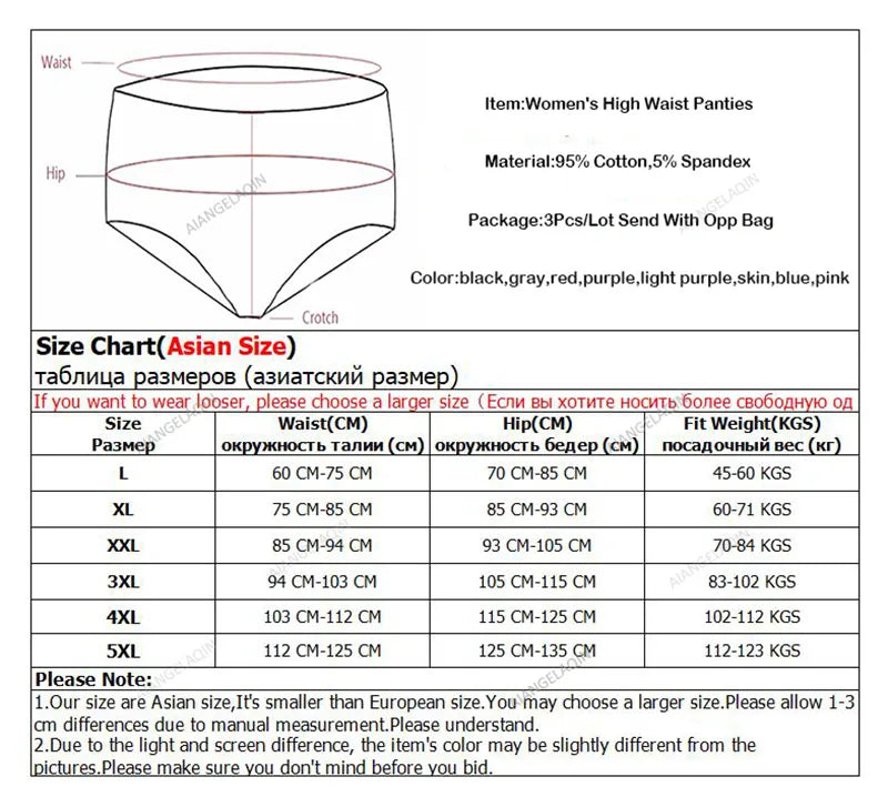 Plus Size Panties Women's High Waist Abdominal Underwear Cotton Seamless Briefs Girls Underpant Sexy Lingeries for Female L-5XL