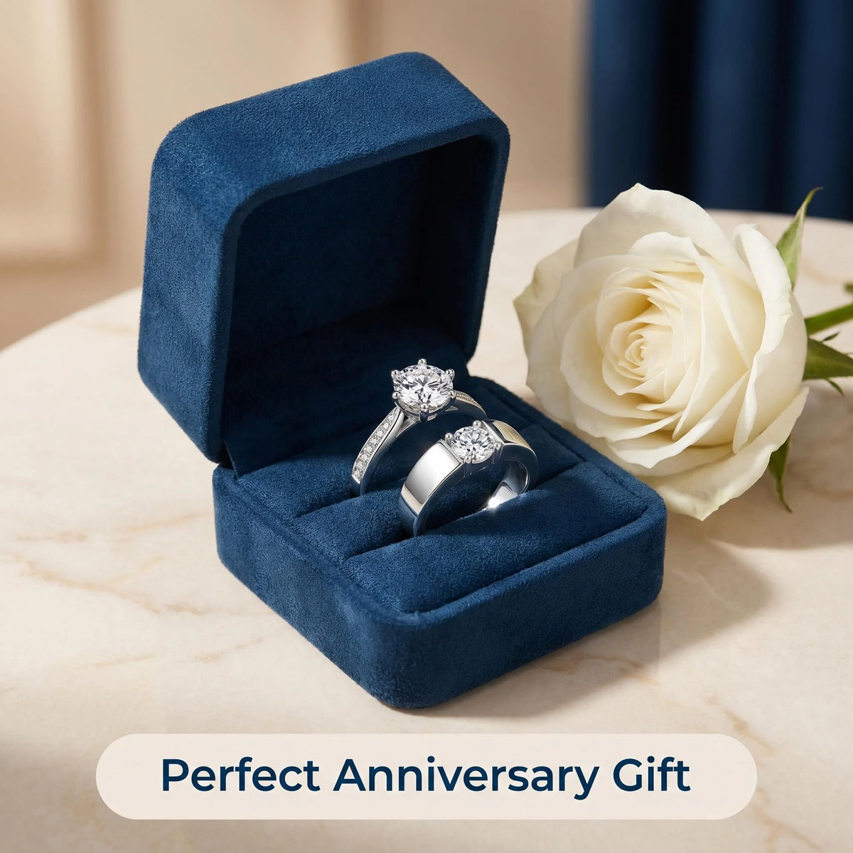 Moissanite Couple Ring For Women Man 925 Silver Stone Match Dia Wedding Band Bride S Sterling Silver White Gold 2.00ct