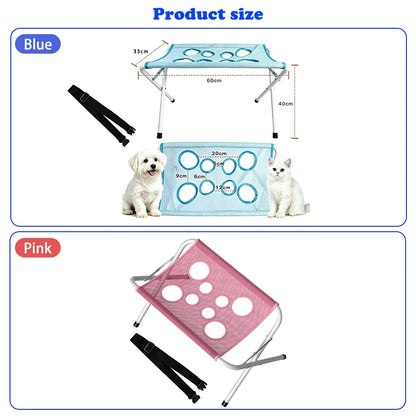 Portable Foldable Pet Grooming Hammock Stand Adjustable Dog Cat Bathing Nail Clipping Drying Mesh Support Rack for Small Pets