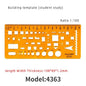 Geometric Drawing Template Set With Measuring Ruler - Yellow Transparent Plastic Tools+Bonus PE Zipper Bag - For Architecture