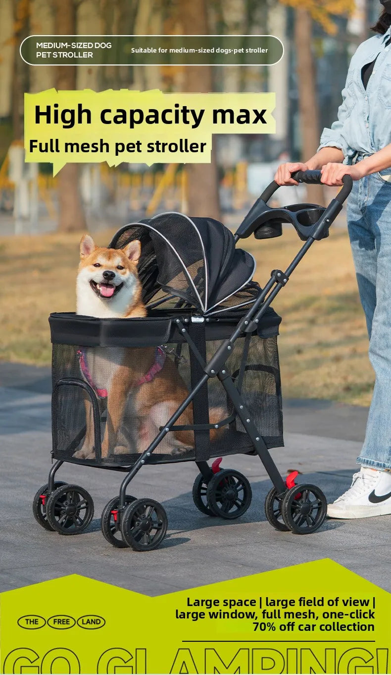 Medium and Large Dog Multi-functional Pet Cart Outdoor Travel Large Walking Dog Cart Portable and Foldable