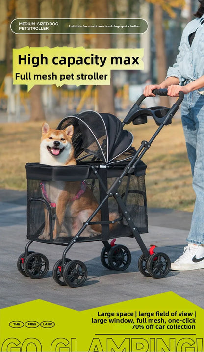 Medium and Large Dog Multi-functional Pet Cart Outdoor Travel Large Walking Dog Cart Portable and Foldable