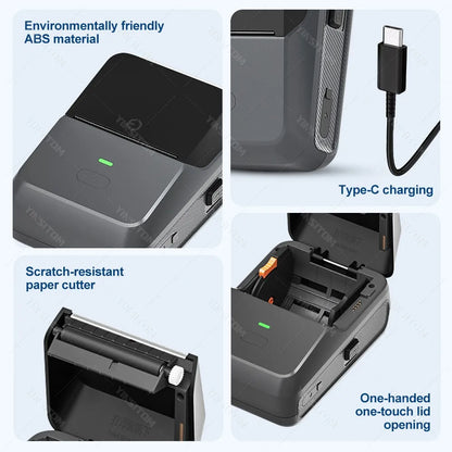 YINSITOM 20-50mm Mini Portable Thermal Printer Bluetooth Barcode Hand Multifunctional Price Label Sticker Maker Android / iOS