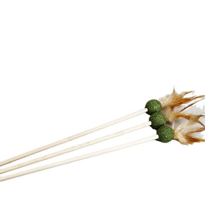 Catnip Ball with Feather Cat Teasing Stick Toy for Indoor Cats, Feather Kitten Toys for Cats, Encourages Active Play & Wellness