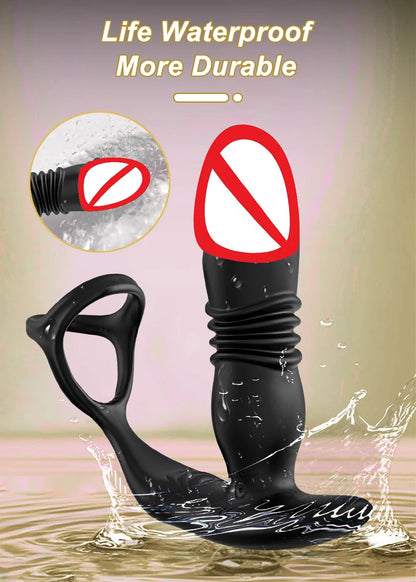 APP Control Male Thrusting Prostate Massager Anal Vibrator for Men Delay Ejaculation Penis Cock Ring Butt Plug Sex Toy for Adult