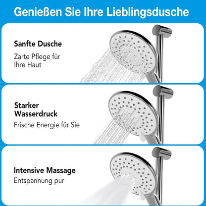 Bathroom Shower Faucet Wall-mounted Bathtub Mixer Taps Thermostatic Bath Tub Showers System Set with 3 Modes Rain Handheld