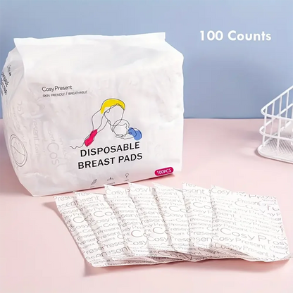 100pcs Ultra-Absorbent Disposable Breast Nursing Pads for New Moms - Slim, Breathable & Super Absorbent