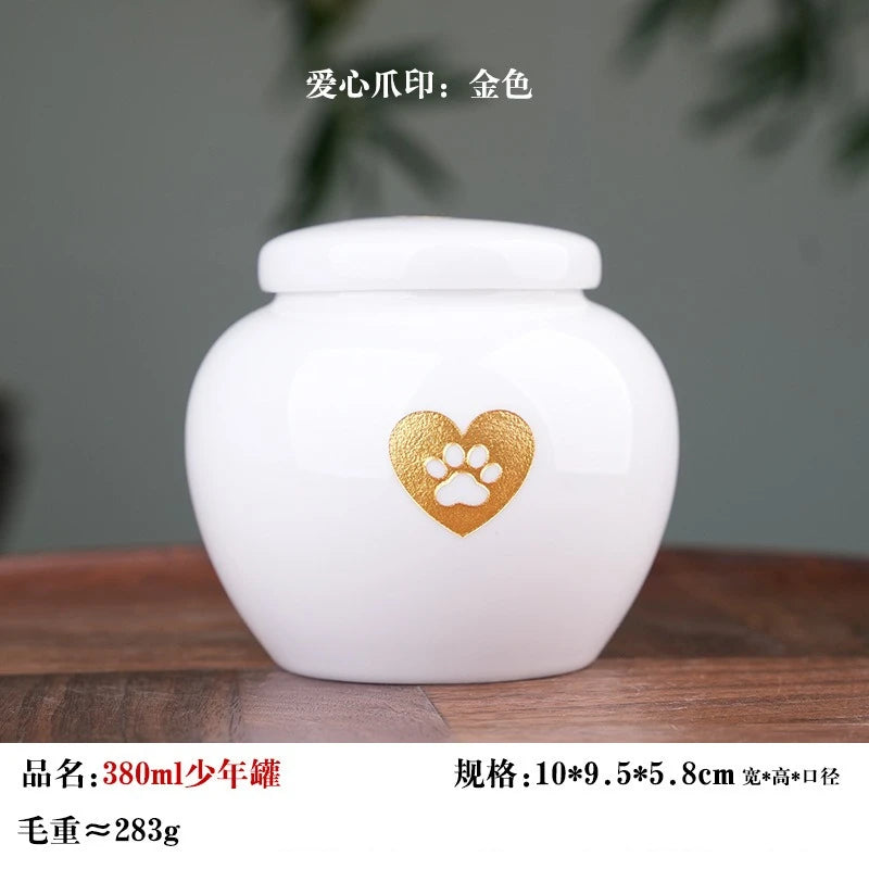 Ceramic Can urns for puppy ashes Sealed and moisture-proof pet souvenir animal funeral urn portable pet memorials and gifts