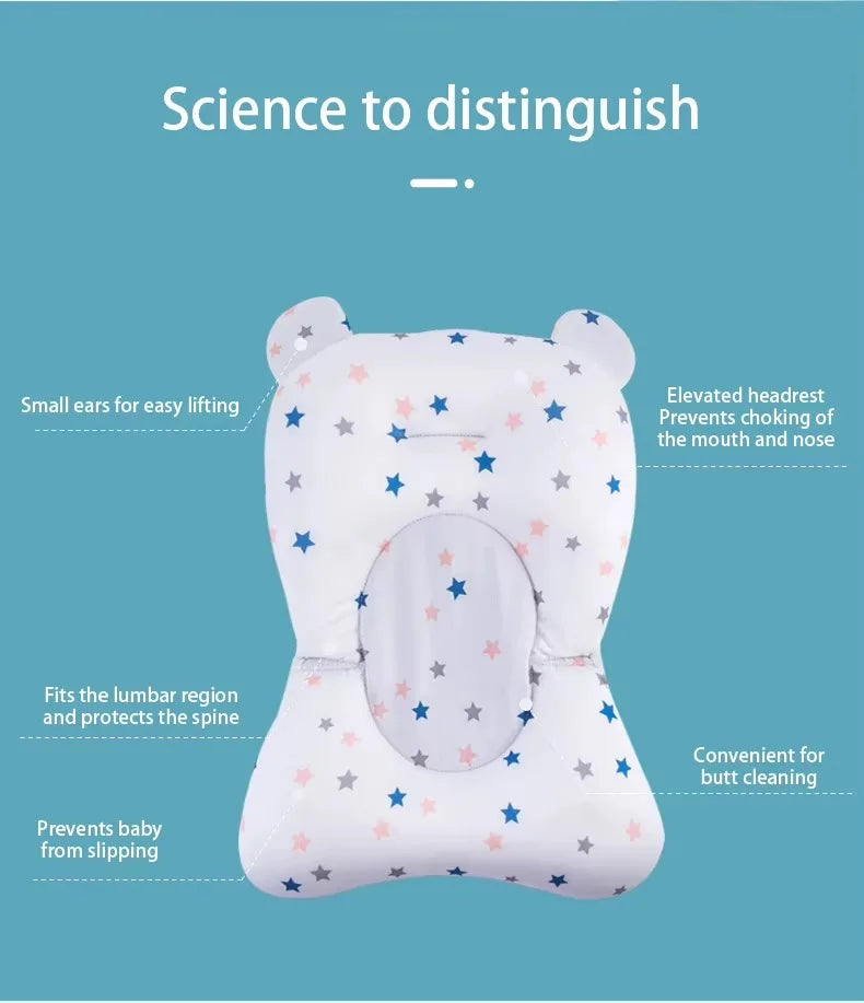 PANGDUBE Baby Bathtub Pad Ajustable Bath Support Seat Newborn Bathing Cushion 0~1 Year Old Baby Bathtub Floating Seat for Shower