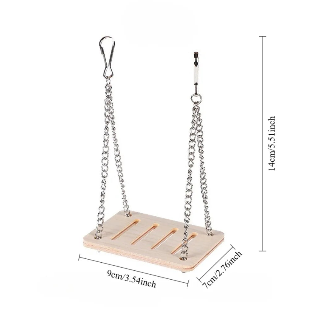 Pet Hamster Wooden Swing Toy for Small Pet Squirrel Golden Bear Guinea Pig Pet Cage Accessories Parrot Seesaw Wooden Bridge Toy