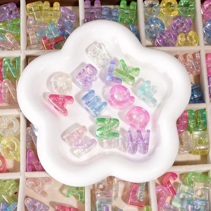 10pcs New Acrylic Iridescent Beads DIY Keychain Mixed Color Letter Beads Bag Charm Phone Chain Jewelry Making Beads Gifts Giving