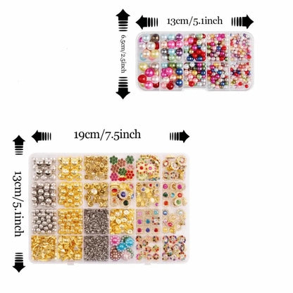 Hand Press Beads Pearl Rivet Set Circular/Irregular Shape Multi-color DIY Jewelry Making Kit with Beads Screw Heads Loose Beads