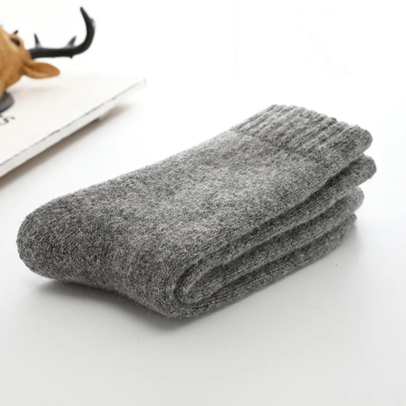 Men Thick Solid Color Socks Merino Wool Warm Winter Snow Thermal Socks Calceta Hombre Skarpety Meskie