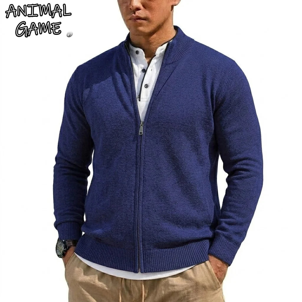 Men's Knit Zipper Sweater Coats Slim Cardigan Long Sleeve Jumper Men's Sweatshirt Autumn Zip Sweatcoats Knitted Sweater Man