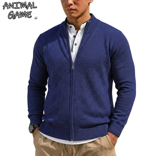 Men's Knit Zipper Sweater Coats Slim Cardigan Long Sleeve Jumper Men's Sweatshirt Autumn Zip Sweatcoats Knitted Sweater Man