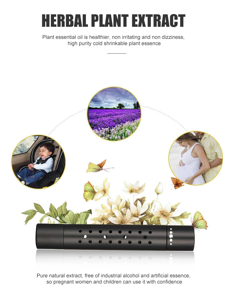 Car Fragrance Custom Vent Clip Cylindrical Essential Oil Car Diffuser Vent Clip with 5 Refill Sticks for Auto Office Kitchen