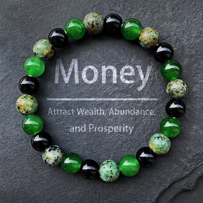 Fashionable 8mm Green Beaded Bracelet - Handmade Elastic Rope Bracelet - The Best Gift to Give