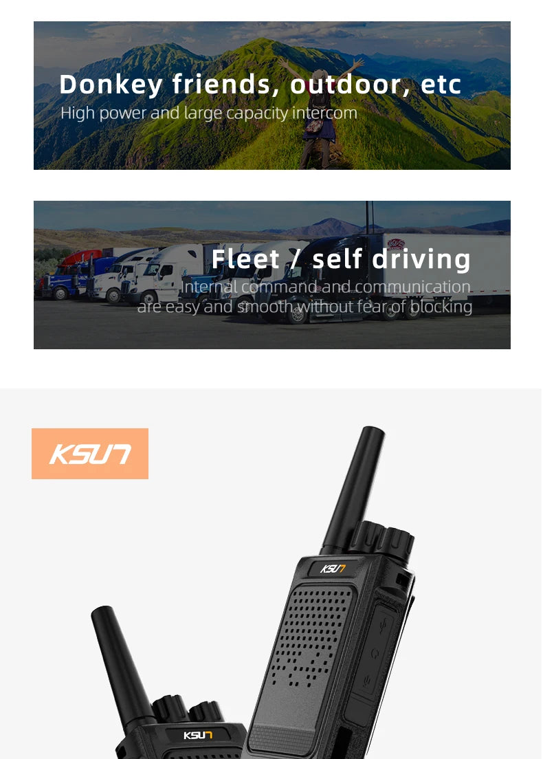 Mini Portable Walkie Talkie 2pcs UHF Radio Wireless Intercom VOX Function PMR446 Walkie Talkie Two Way Radio Station KSUN X26