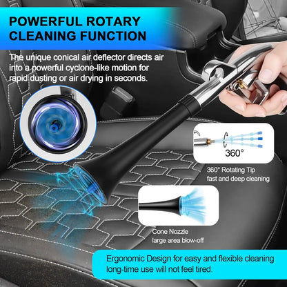Car Cleaning Gun, High Pressure Air Blow Gun, High-Pressure 1/4 Inch Dry Blow Cleaning Tool, Uncharged Interior Spraying Washer