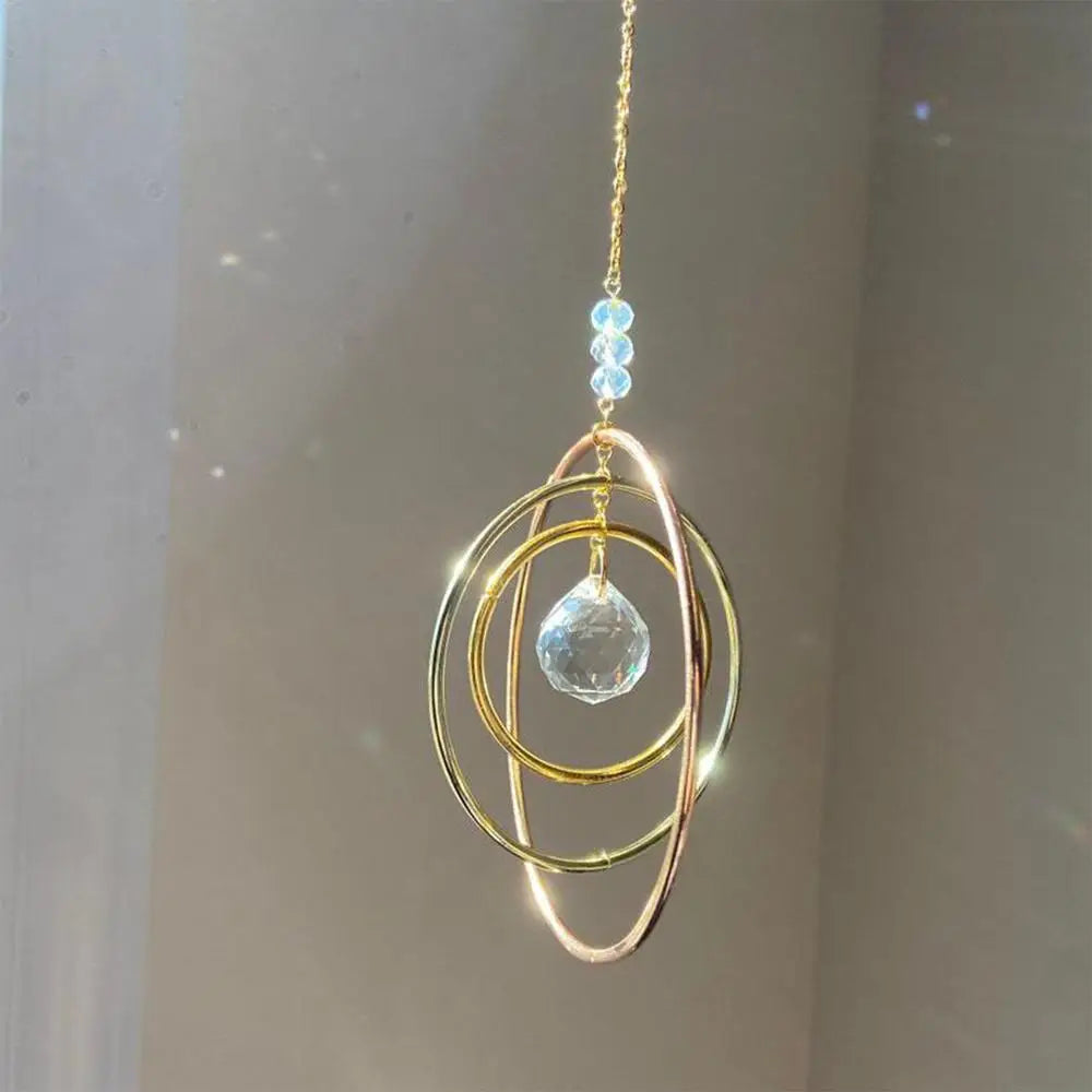 Suncatcher Hanging Crystal Moon Catcher Pendants Wind Chimes Rainbow Prism Window Drop Bell Christmas Tree Home Decor