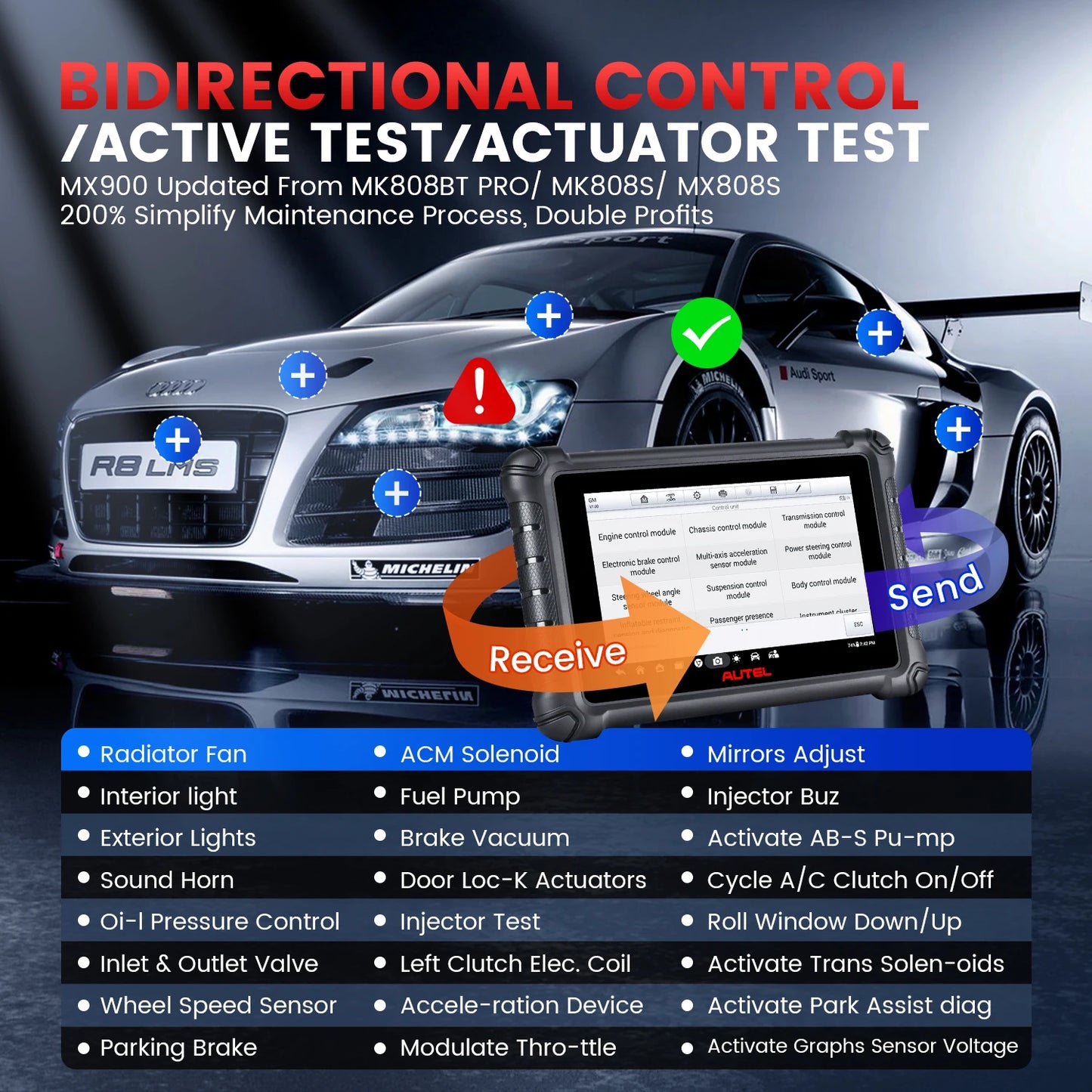 Autel MaxiCheck MX900 Automotivo Diagnostic Tool MK900 CAN FD/DoIP Bi-directional OBD2 Scanner Tools Upgraded of MX808S MK808S