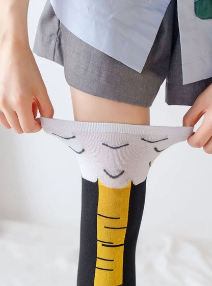 CHUANGERM Men Funny 3D Chicken Print Socks High Flexibility Thigh High Tube Sock Fashion Thin Toe Feet