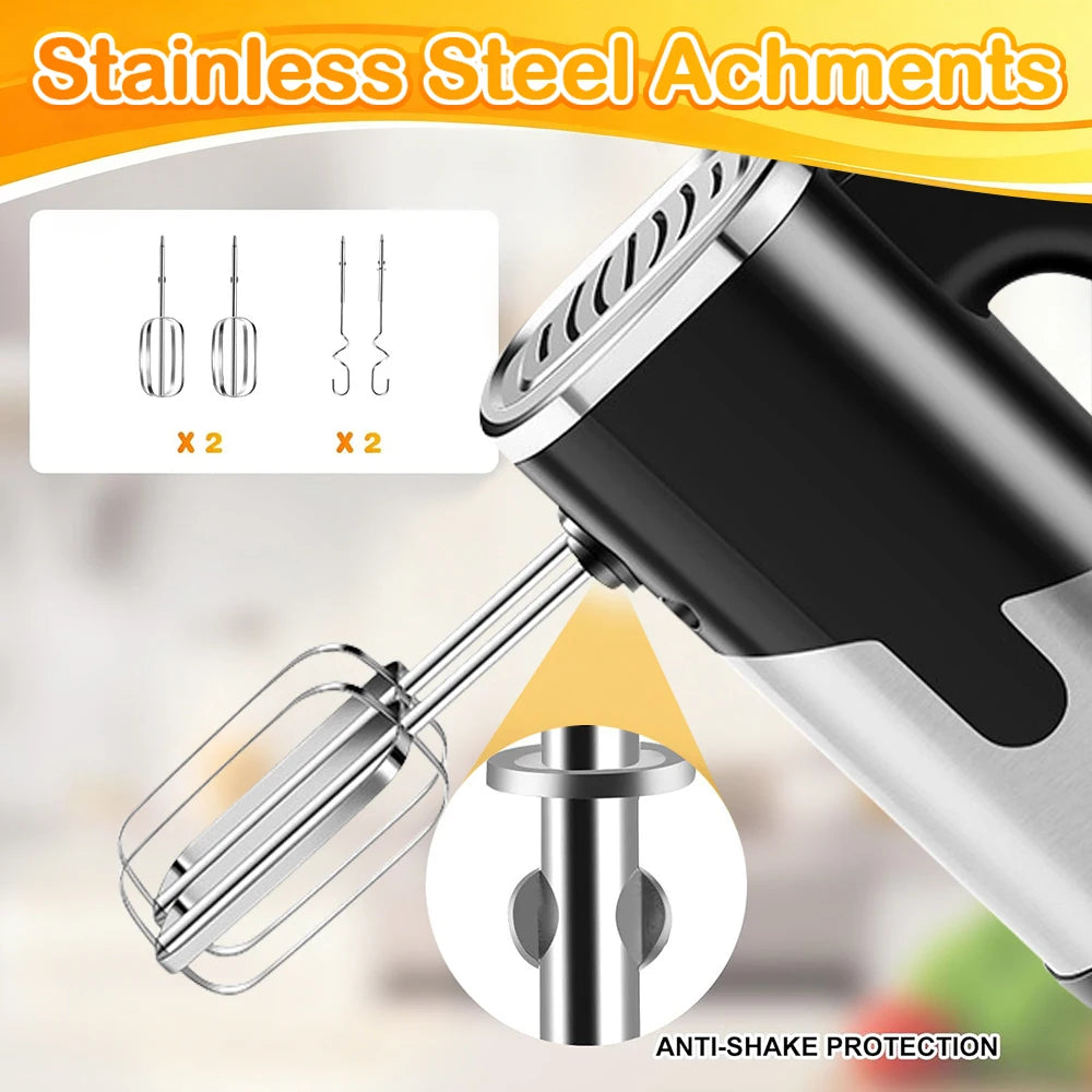 800W Electric Food Mixer Double Sticks Egg Beater Knead Dough 5 Speeds Kitchen Blender Cream Jam Pudding Milkshake Hand Mixer